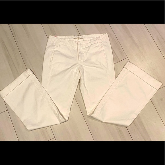 7 For All Mankind Pants - 7 FOR ALL MANKIND WIDE CUFF FLARE WHITE JEANS 30